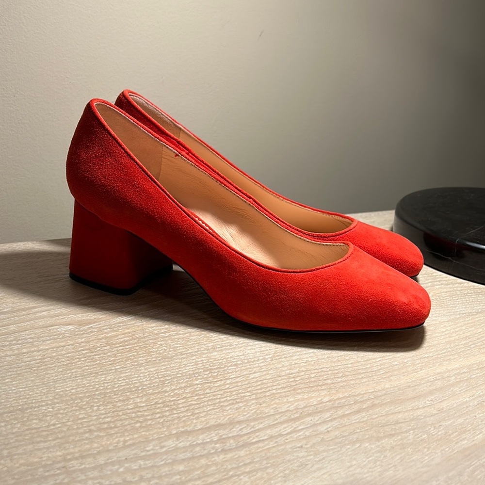 J. Crew suede pumps red size 6.5 block heel